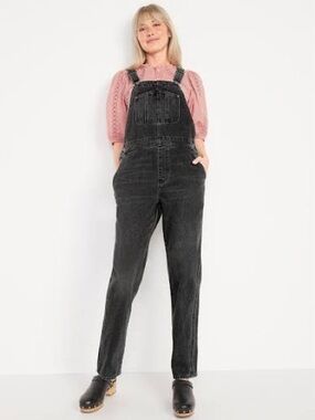 Gap women’s slouchy denim overalls, size xs dark gray